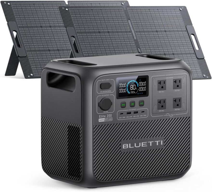 BLUETTI Elite 100 V2 Portable Power Station – 1024Wh LiFePO4, 1800W Pure Sine Wave, Solar/AC/ Car Charging