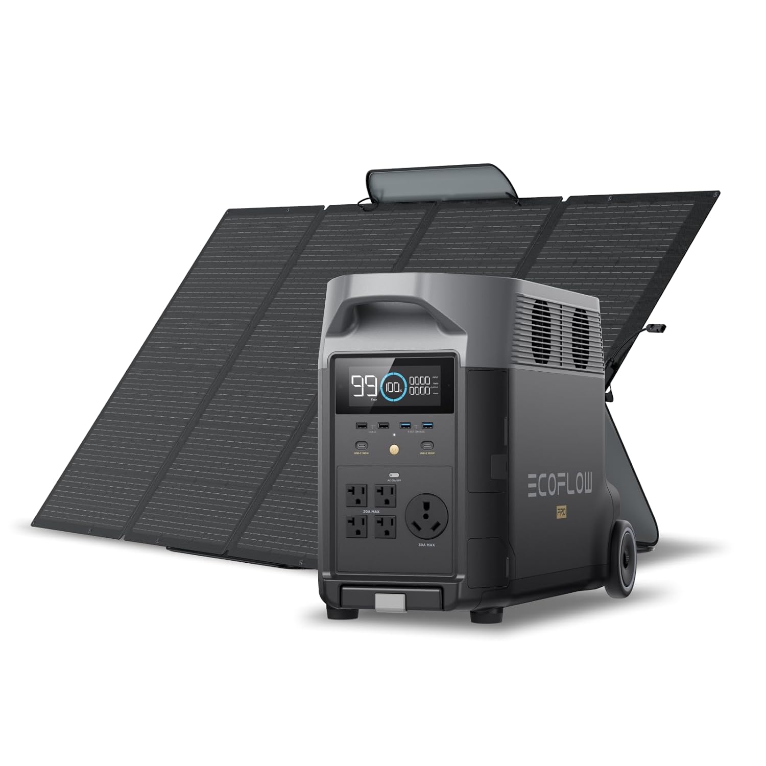 EcoFlow Delta Pro portable power station setup.